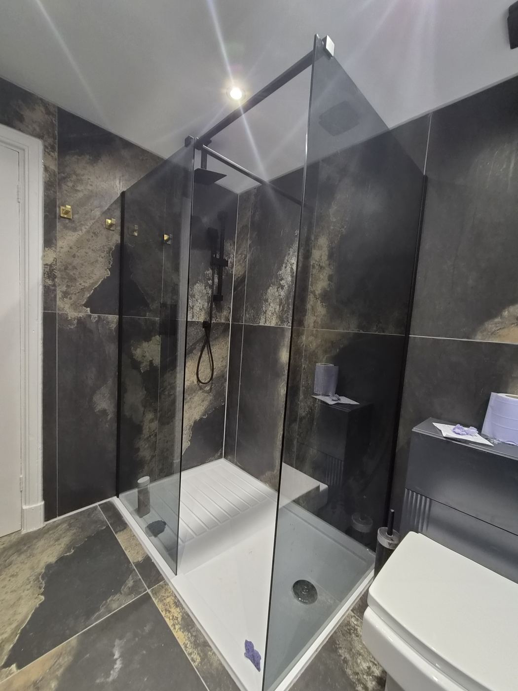 Bathroom renovation in Wembley, HA9 — after, walk-in shower